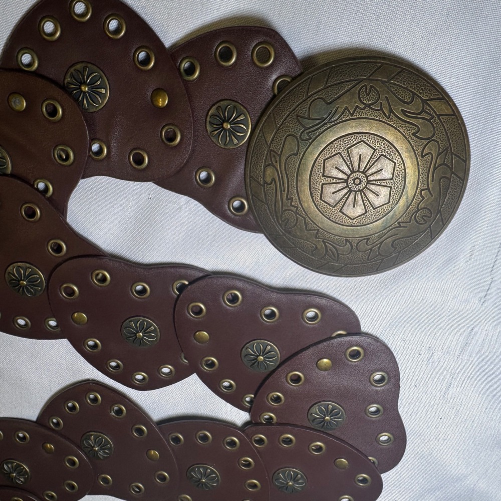 Brown Faux Leather Wide Boho Statement Belt with‎ Ornate Medallion Buckle SM - Picture 5 of 9
